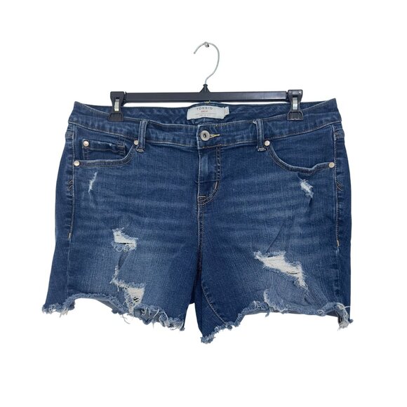 Torrid Denim Womens Distressed Frayed Hem Jean Shorts Size 18 - Picture 1 of 10